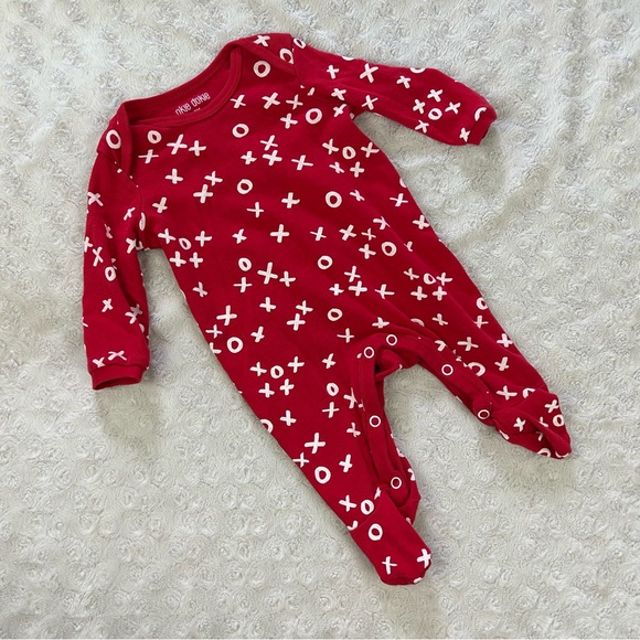 Disney Baby Minnie Mouse Footed Sleeper Okie Dokie Red White Romper XO Print - Picture 2 of 6